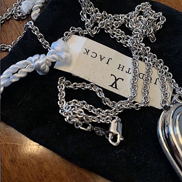 JUDITH JACK Sterling Silver Inlaid Marcasite Heart Locket with Clock Pendant NWT - Picture 6 of 12